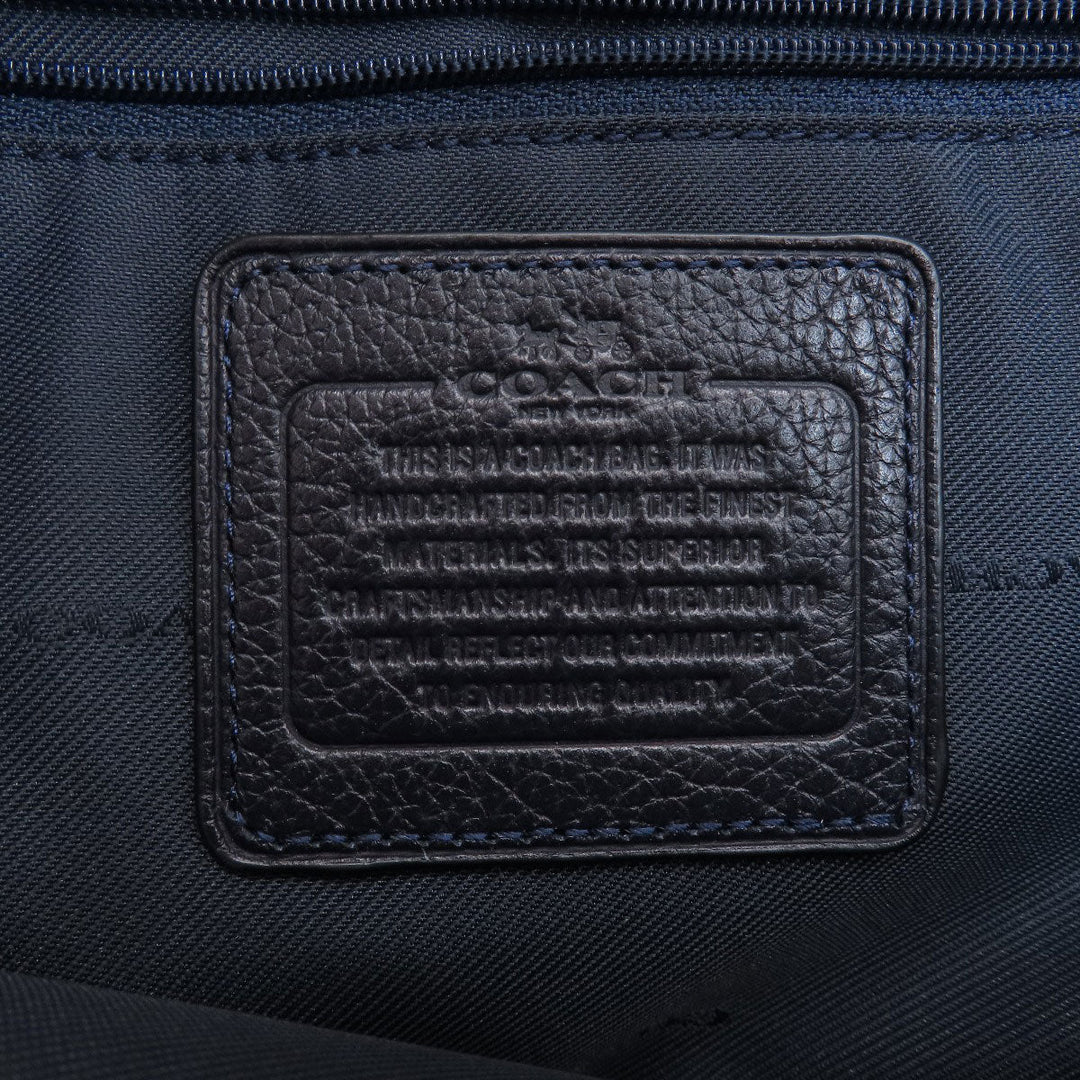 COACH Tote Bag 37167 leather Navy logoMetal 2WAY Women Used Authentic