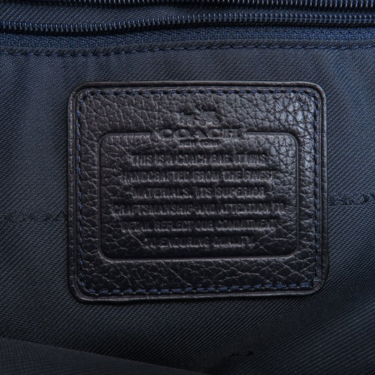 COACH Tote Bag 37167 leather Navy logoMetal 2WAY Women Used Authentic