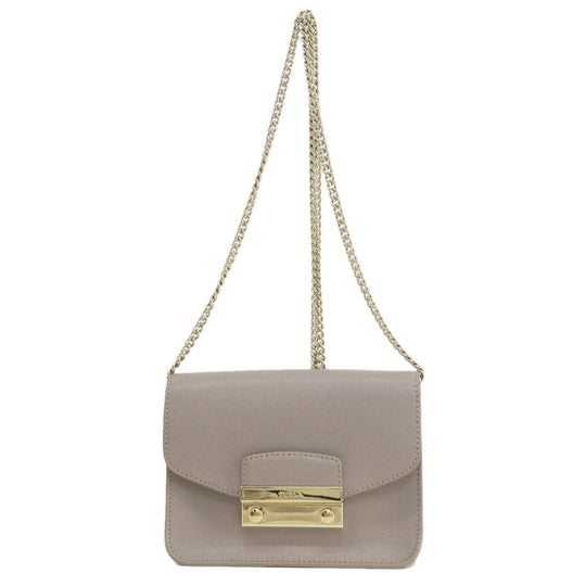 Furla Shoulder Bag leather gray Julia Women Used Authentic