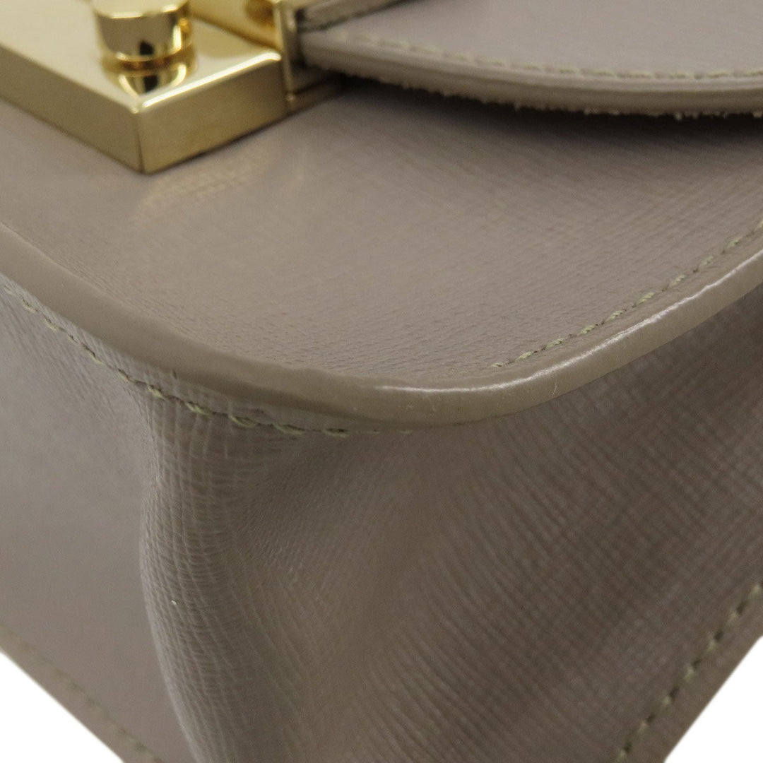 Furla Shoulder Bag leather gray Julia Women Used Authentic