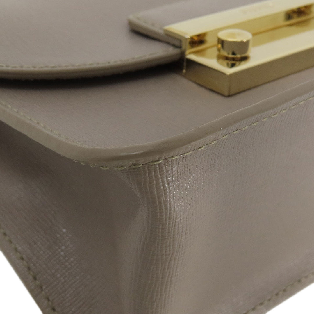 Furla Shoulder Bag leather gray Julia Women Used Authentic