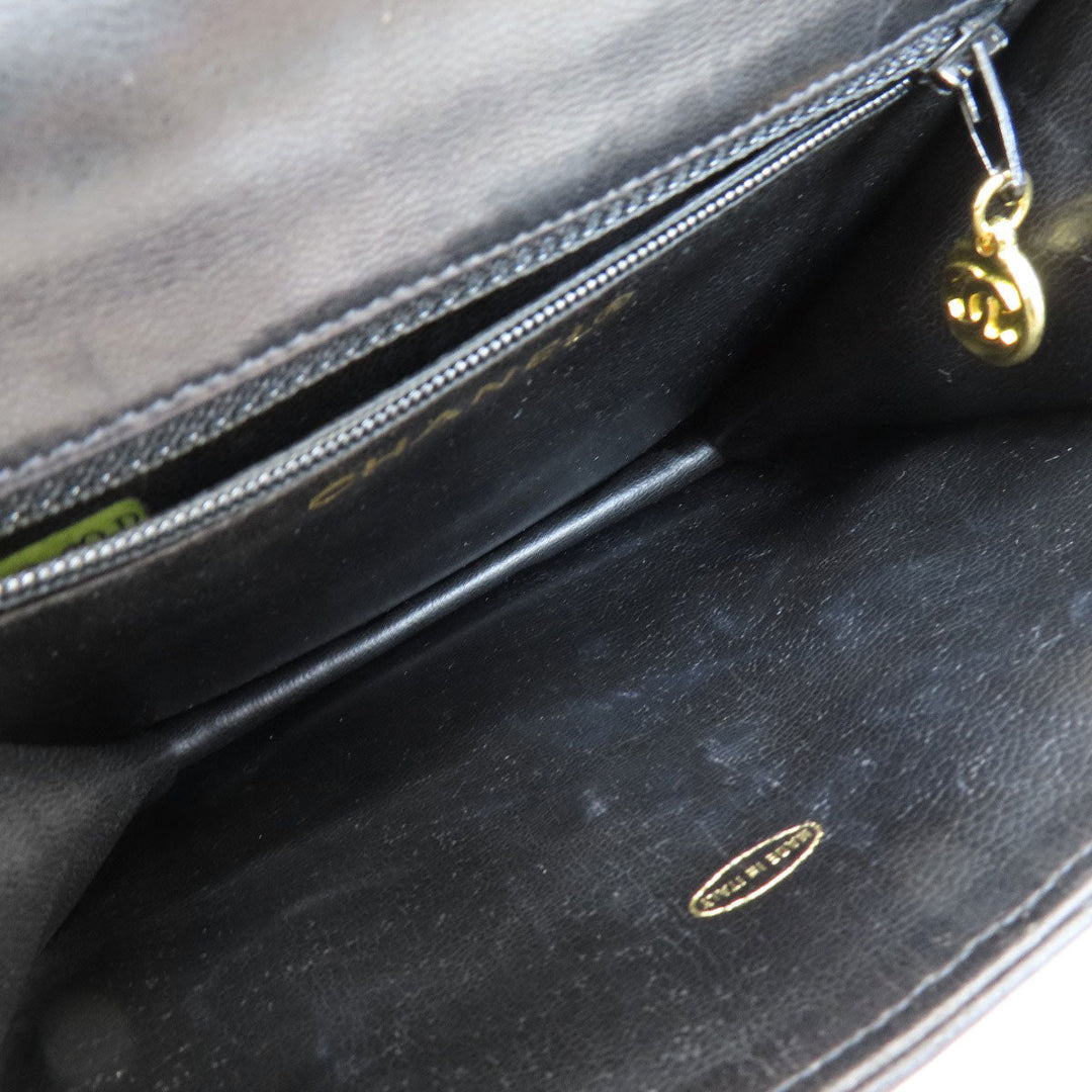 CHANEL Shoulder Bag lambskin black COCO Mark Matelasse Gold Metal