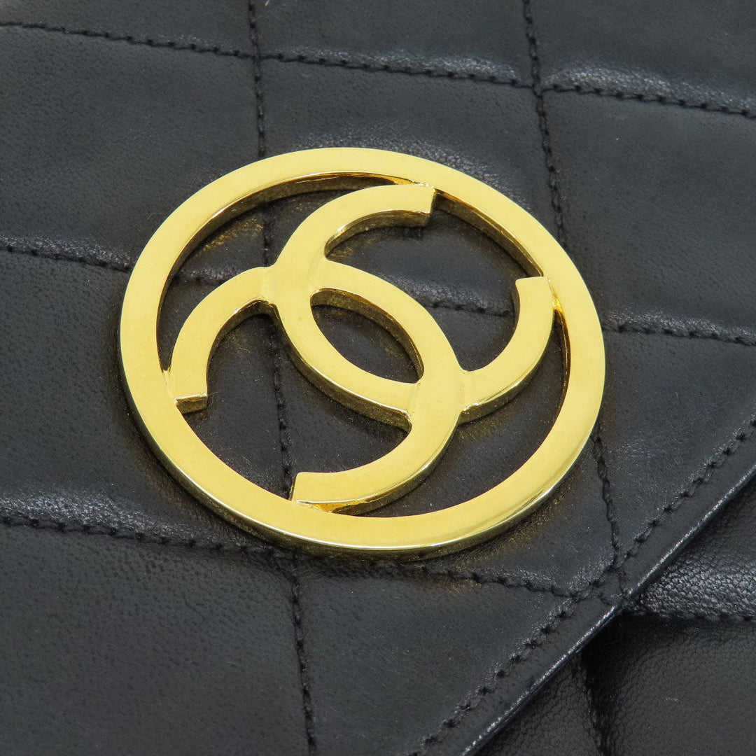CHANEL Shoulder Bag lambskin black COCO Mark Matelasse Gold Metal