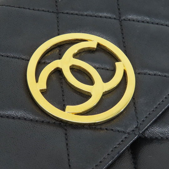 CHANEL Shoulder Bag lambskin black COCO Mark Matelasse Gold Metal