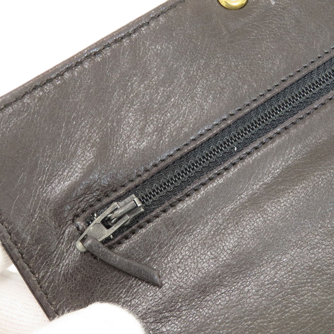 CHANEL Long Wallet Purse Grained Calfskin Skin black Chain Wallet COCO Mark Gold Metal