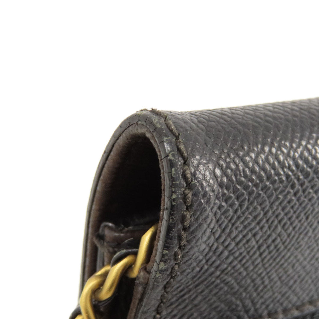 CHANEL Long Wallet Purse Grained Calfskin Skin black Chain Wallet COCO Mark Gold Metal
