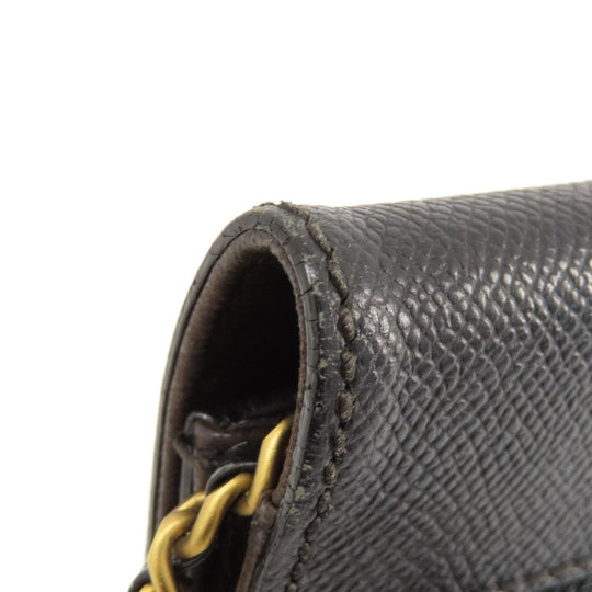 CHANEL Long Wallet Purse Grained Calfskin Skin black Chain Wallet COCO Mark Gold Metal