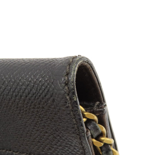 CHANEL Long Wallet Purse Grained Calfskin Skin black Chain Wallet COCO Mark Gold Metal
