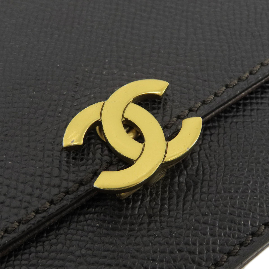 CHANEL Long Wallet Purse Grained Calfskin Skin black Chain Wallet COCO Mark Gold Metal