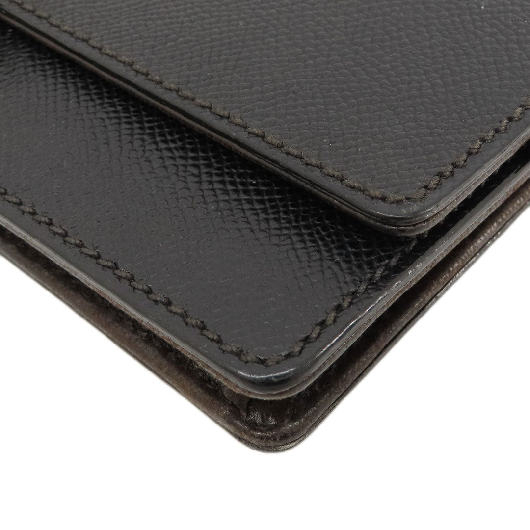 CHANEL Long Wallet Purse Grained Calfskin Skin black Chain Wallet COCO Mark Gold Metal