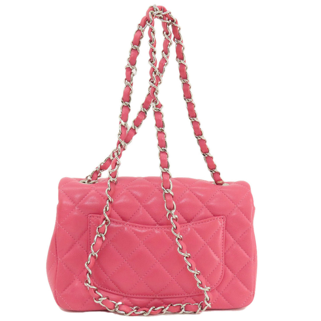 CHANEL Shoulder Bag lambskin pink ChainShoulder Matelasse SilverMetal