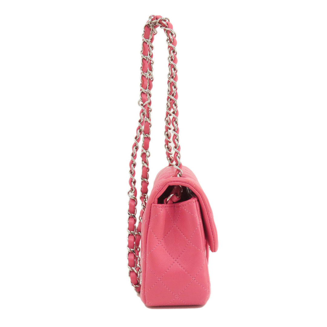 CHANEL Shoulder Bag lambskin pink ChainShoulder Matelasse SilverMetal