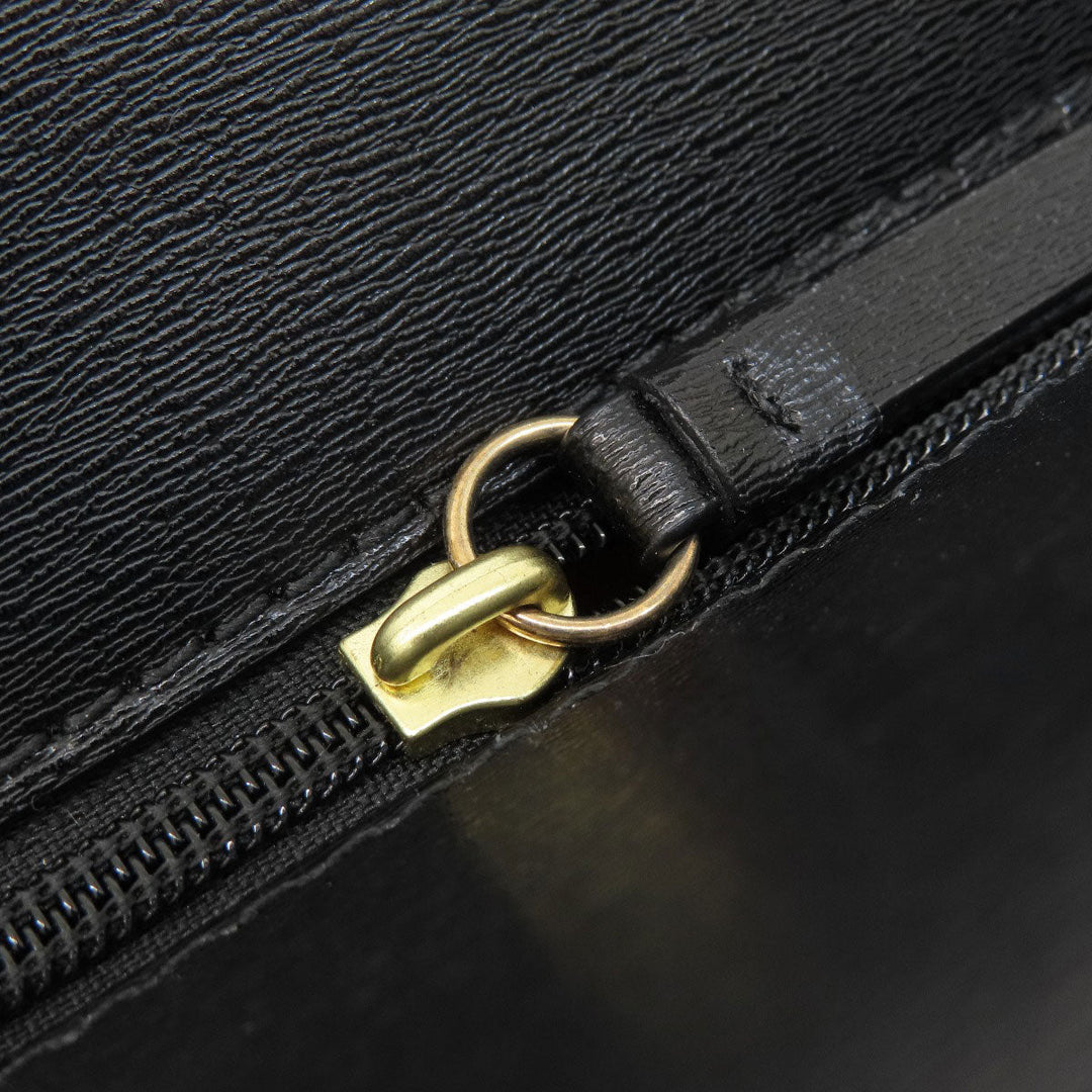 Tory Burch Tote Bag leather black logo Women Used Authentic