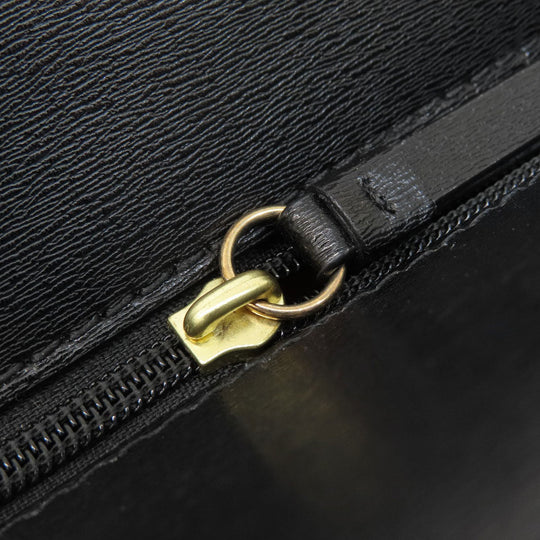 Tory Burch Tote Bag leather black logo Women Used Authentic