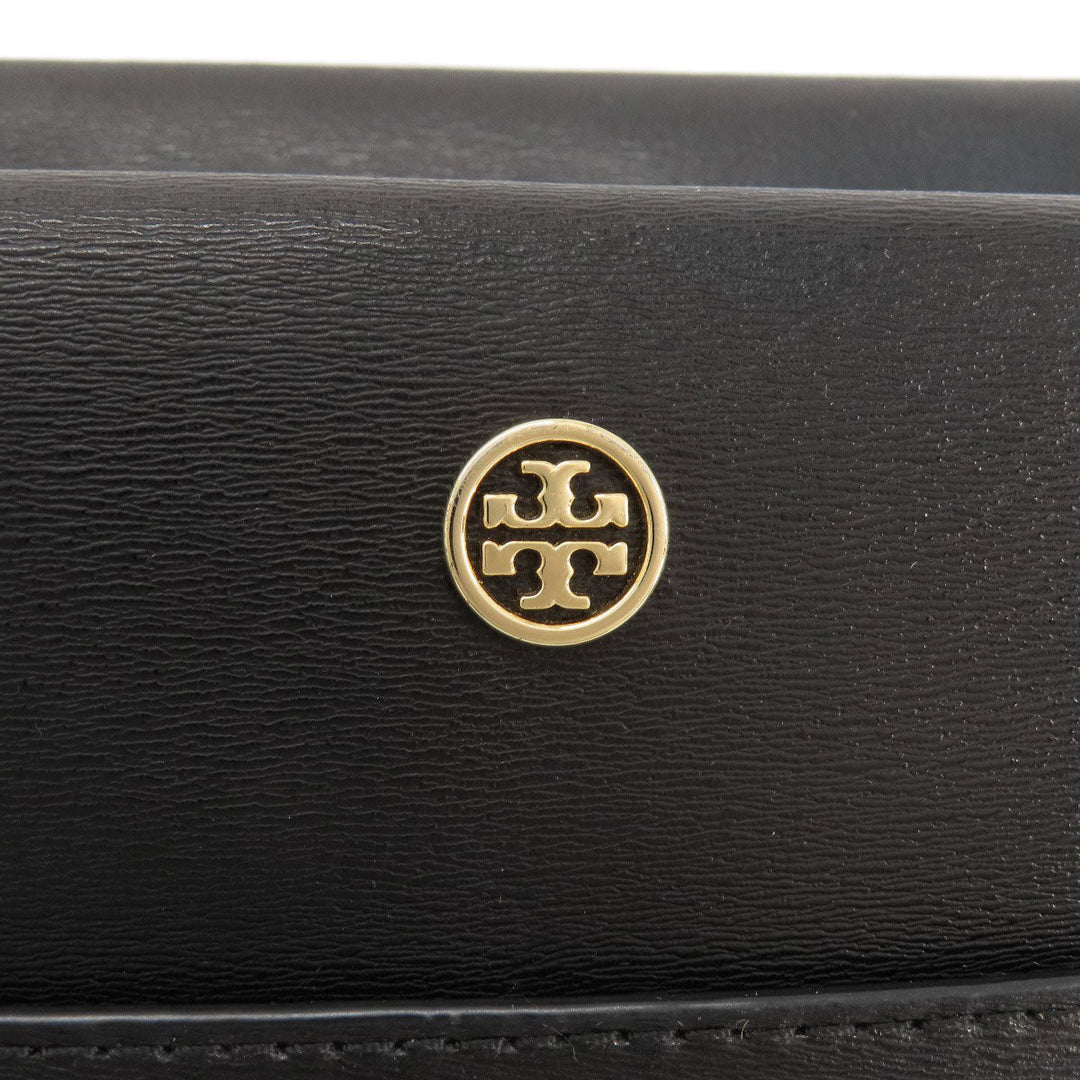 Tory Burch Tote Bag leather black logo Women Used Authentic