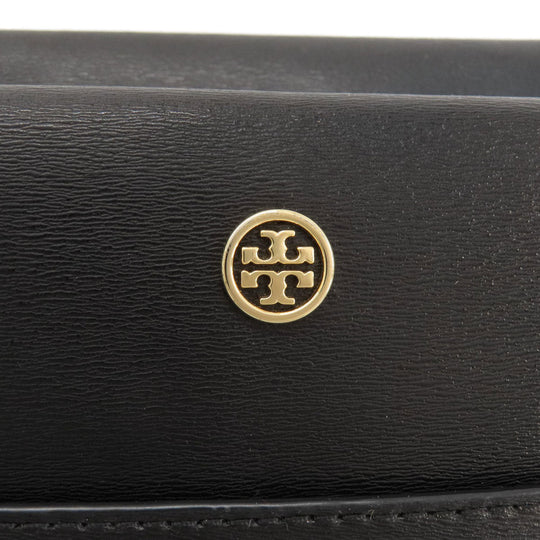 Tory Burch Tote Bag leather black logo Women Used Authentic