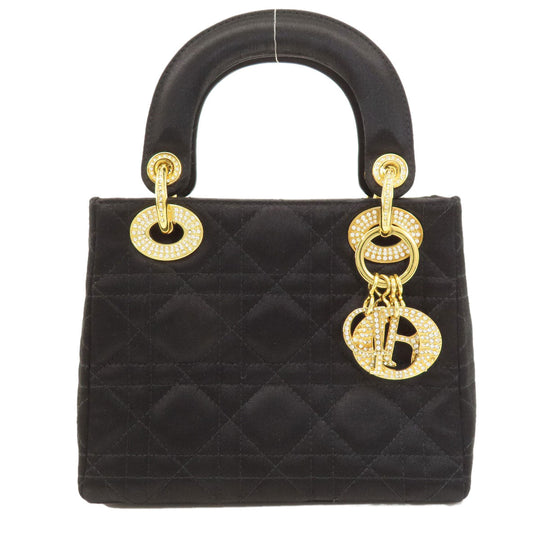 Christian Dior Handbag Satin black Lady Dior Mini Women Used Authentic