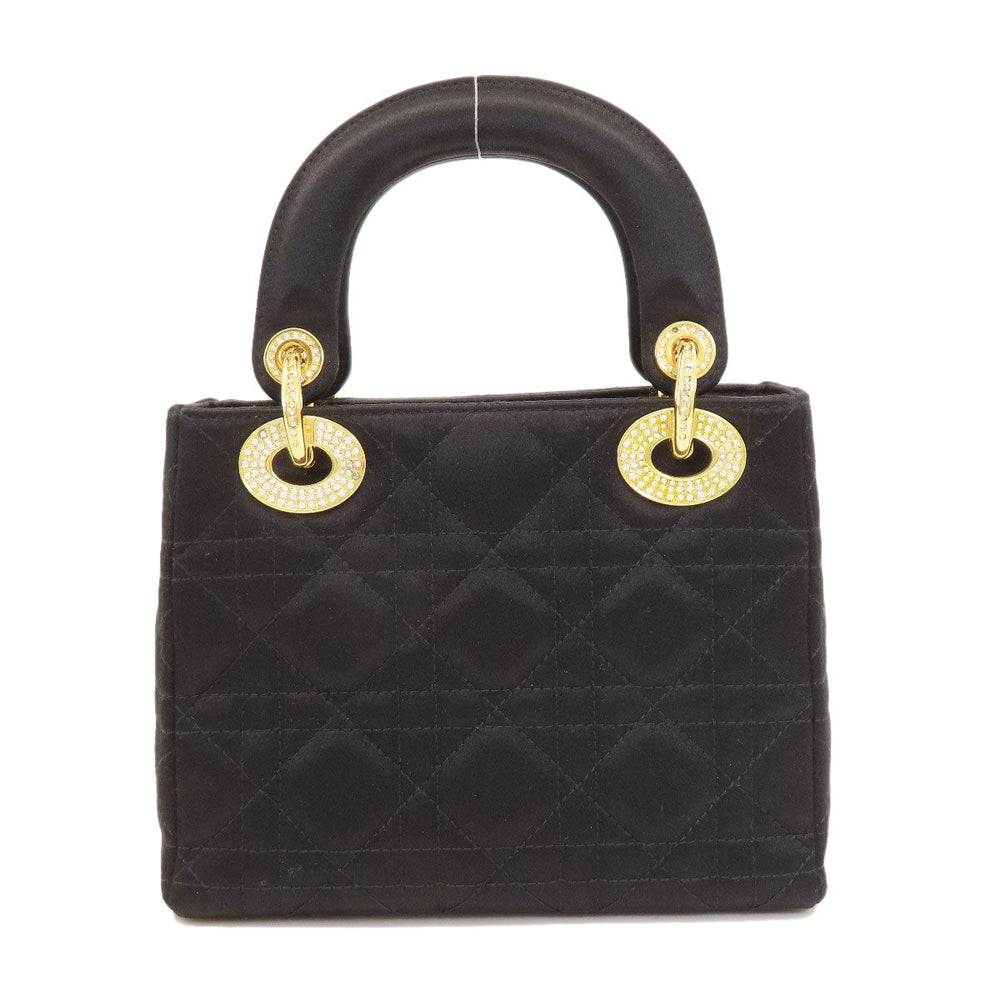 Christian Dior Handbag Satin black Lady Dior Mini Women Used Authentic
