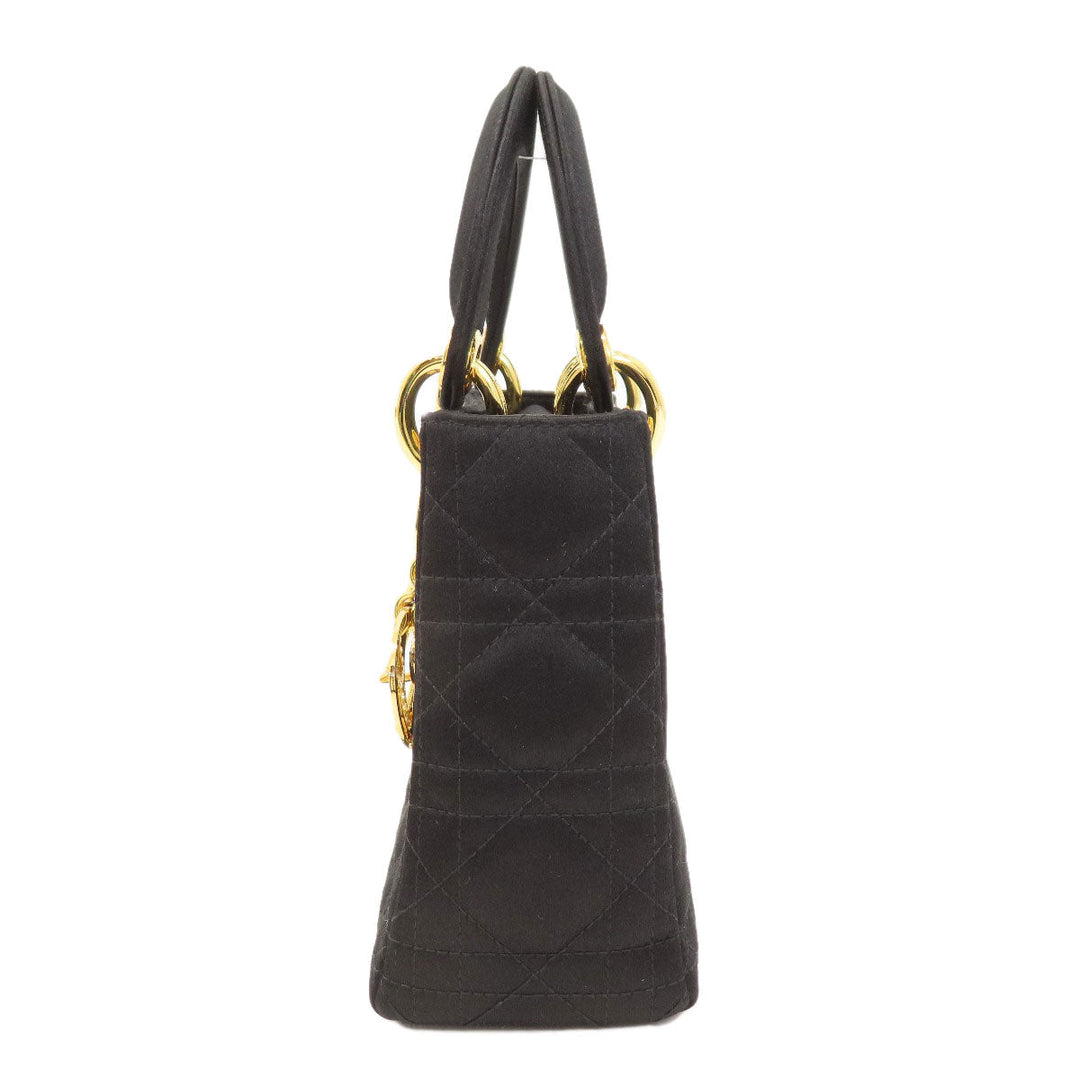 Christian Dior Handbag Satin black Lady Dior Mini Women Used Authentic