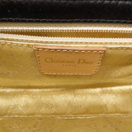 Christian Dior Handbag Satin black Lady Dior Mini Women Used Authentic