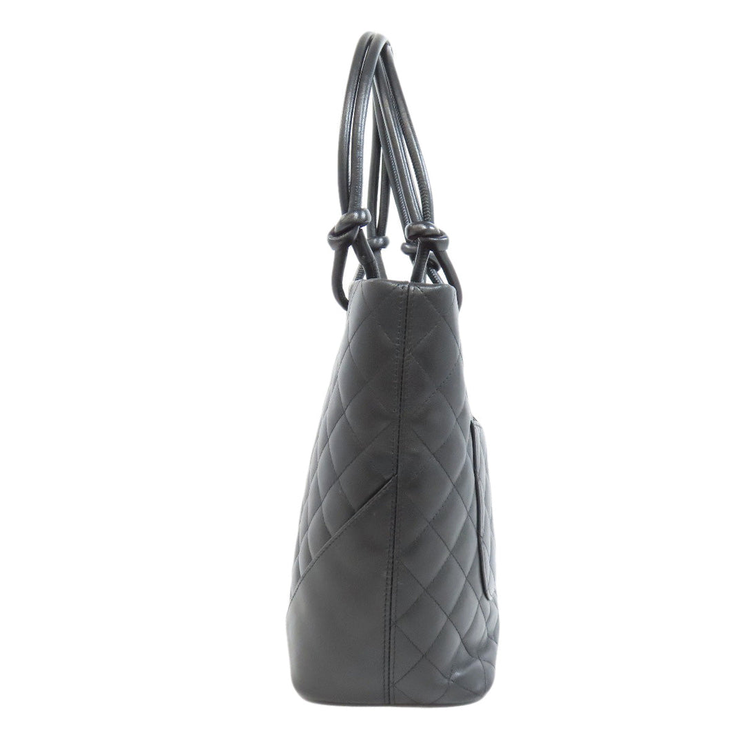 CHANEL Tote Bag Calfskin black Cambon Line SilverMetal