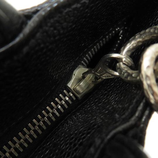 CHANEL Tote Bag Caviar skin black Replica Tote SilverMetal