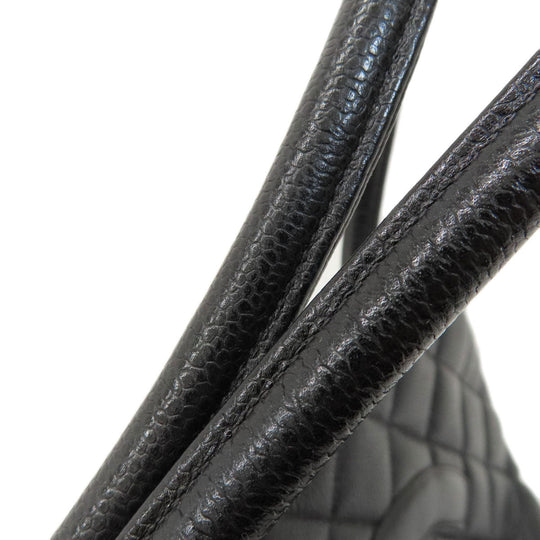 CHANEL Tote Bag Caviar skin black Replica Tote SilverMetal