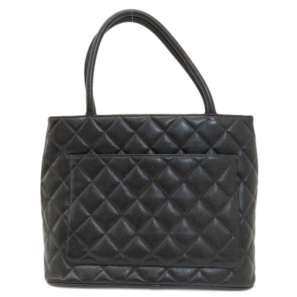 CHANEL Tote Bag Caviar skin black Replica Tote SilverMetal