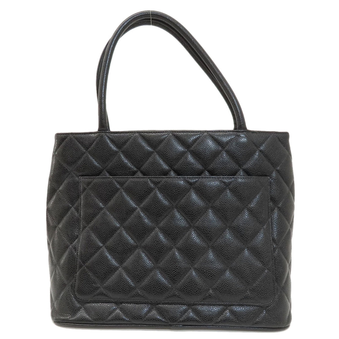 CHANEL Tote Bag Caviar skin black Replica Tote SilverMetal