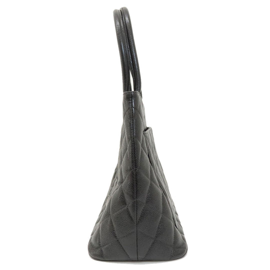 CHANEL Tote Bag Caviar skin black Replica Tote SilverMetal