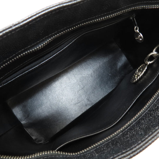 CHANEL Tote Bag Caviar skin black Replica Tote SilverMetal