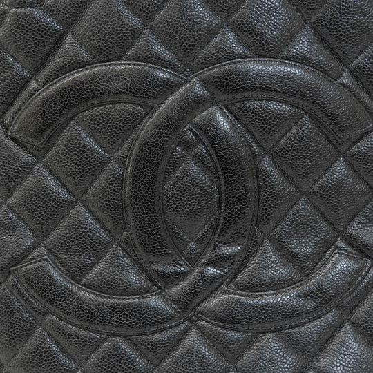 CHANEL Tote Bag Caviar skin black Replica Tote SilverMetal