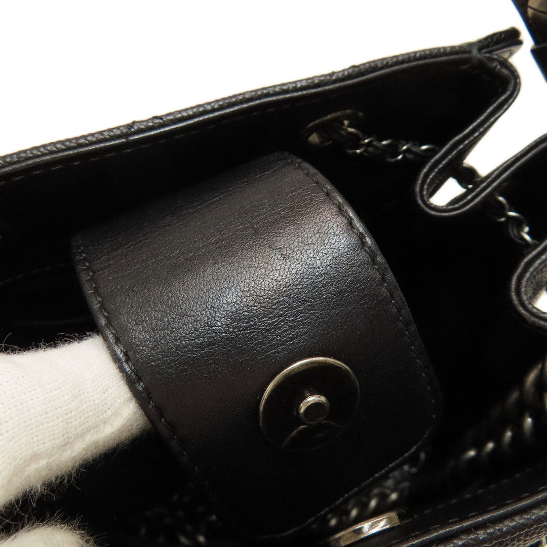 CHANEL Handbag Grained Calfskin Skin black CCBucket Matelasse 2WAY SilverMetal