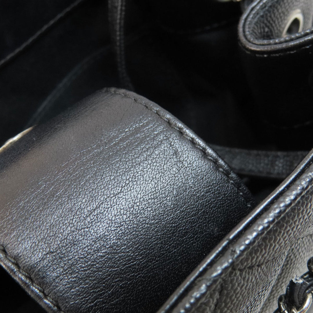 CHANEL Handbag Grained Calfskin Skin black CCBucket Matelasse 2WAY SilverMetal