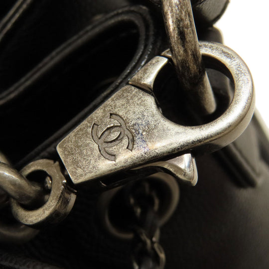CHANEL Handbag Grained Calfskin Skin black CCBucket Matelasse 2WAY SilverMetal