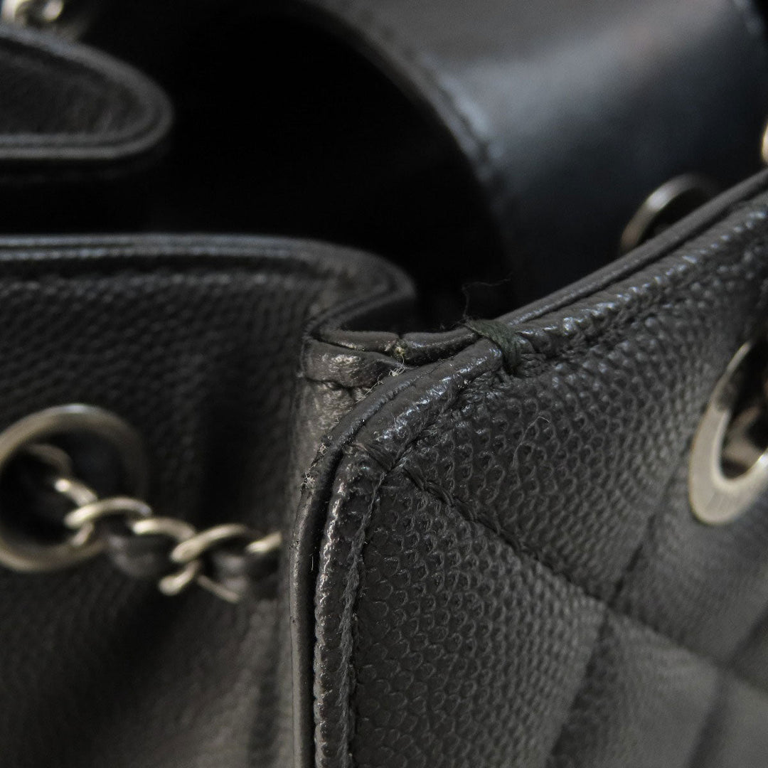 CHANEL Handbag Grained Calfskin Skin black CCBucket Matelasse 2WAY SilverMetal