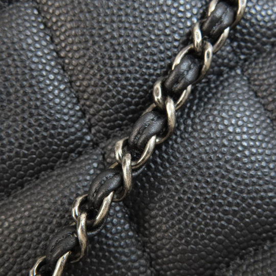 CHANEL Handbag Grained Calfskin Skin black CCBucket Matelasse 2WAY SilverMetal