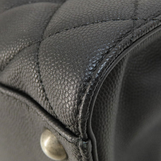 CHANEL Handbag Grained Calfskin Skin black CCBucket Matelasse 2WAY SilverMetal