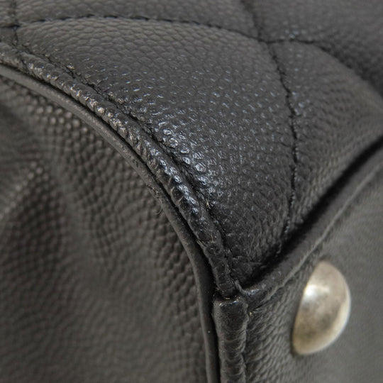 CHANEL Handbag Grained Calfskin Skin black CCBucket Matelasse 2WAY SilverMetal