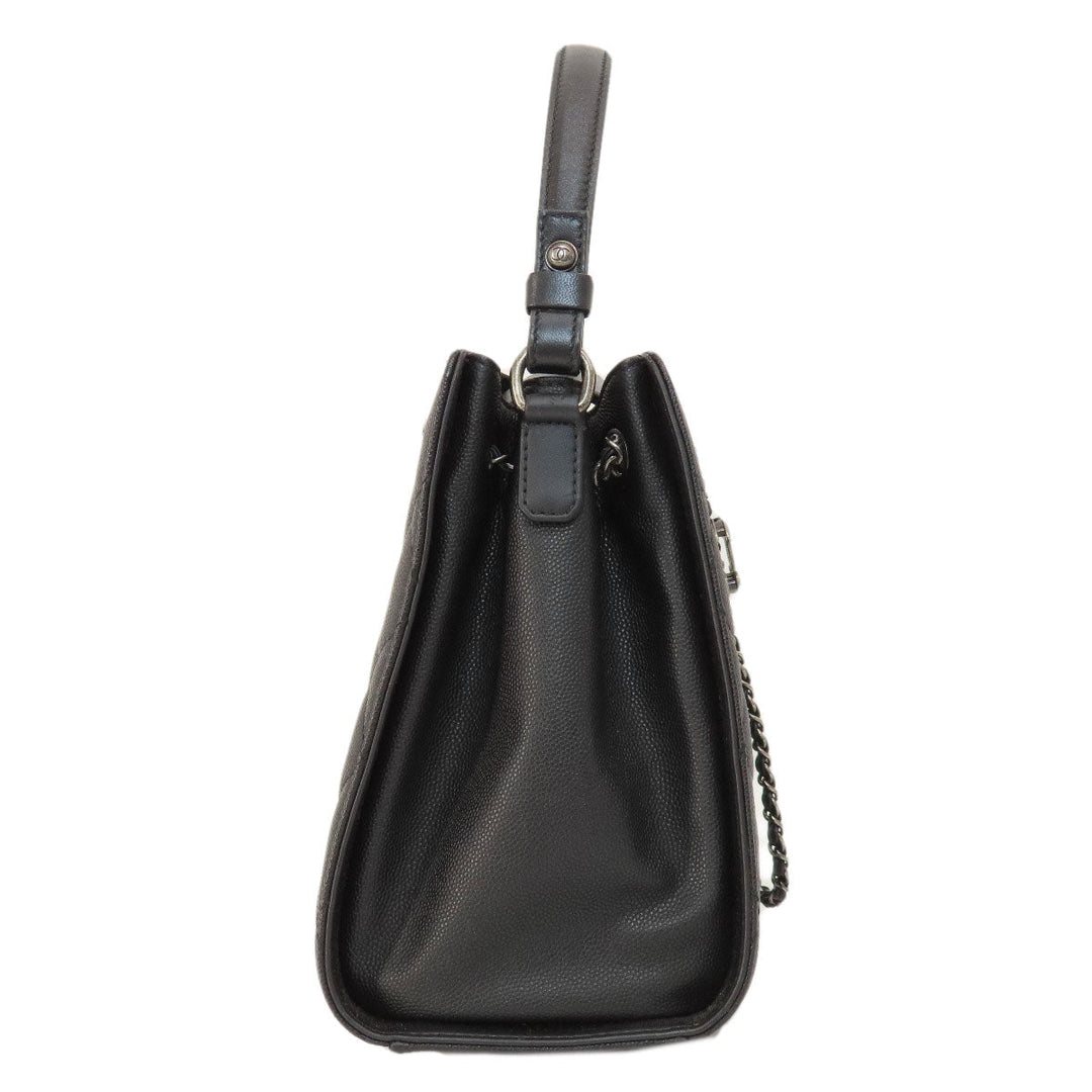 CHANEL Handbag Grained Calfskin Skin black CCBucket Matelasse 2WAY SilverMetal