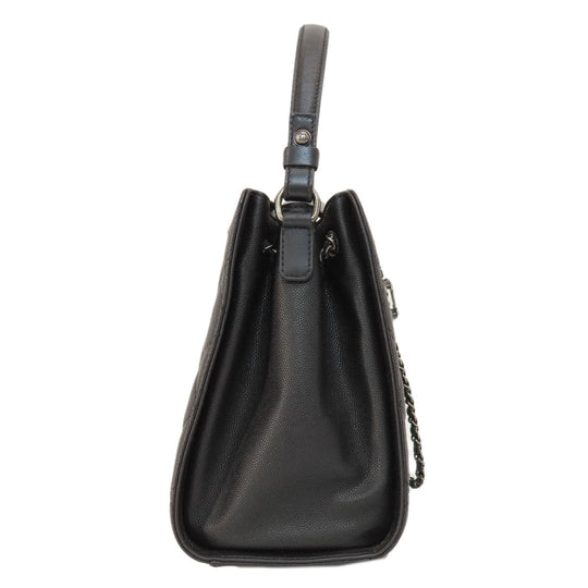 CHANEL Handbag Grained Calfskin Skin black CCBucket Matelasse 2WAY SilverMetal