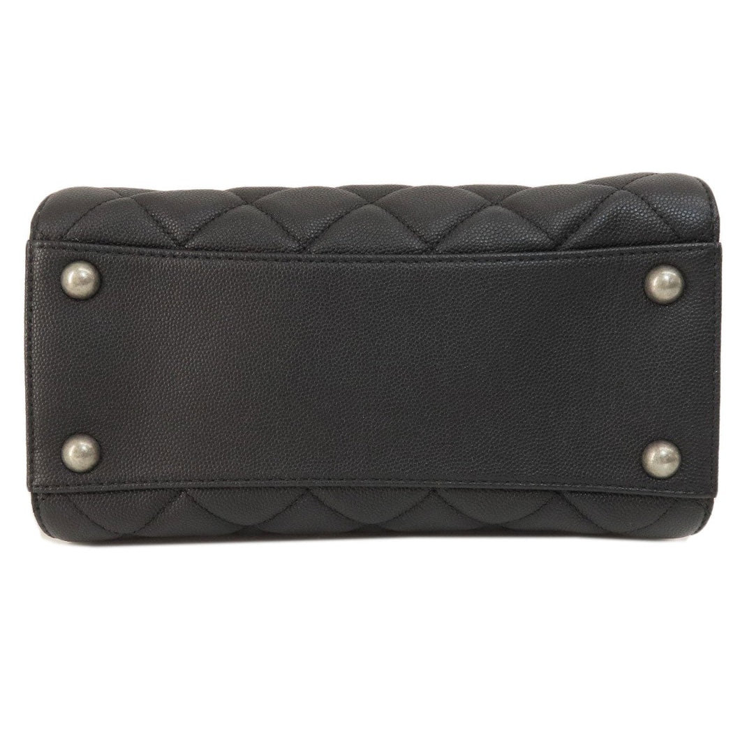 CHANEL Handbag Grained Calfskin Skin black CCBucket Matelasse 2WAY SilverMetal