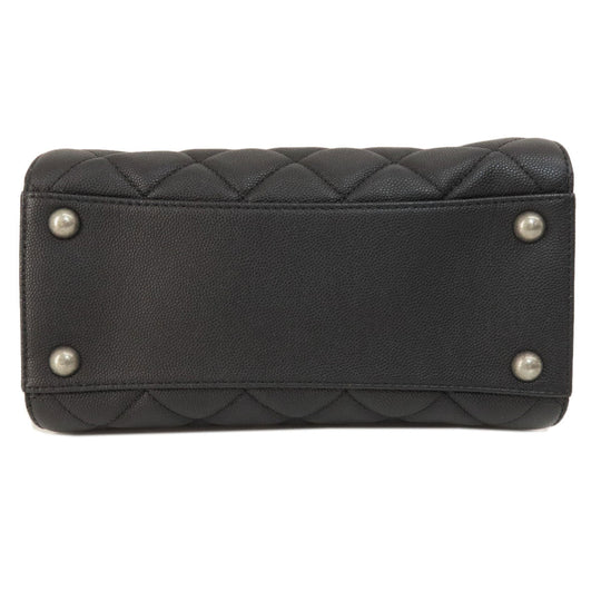 CHANEL Handbag Grained Calfskin Skin black CCBucket Matelasse 2WAY SilverMetal