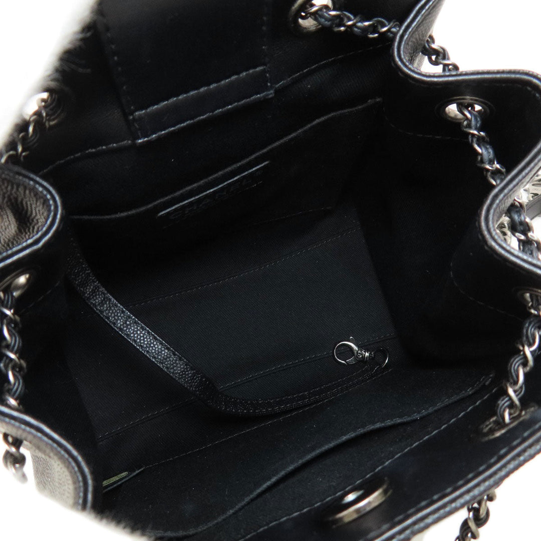 CHANEL Handbag Grained Calfskin Skin black CCBucket Matelasse 2WAY SilverMetal