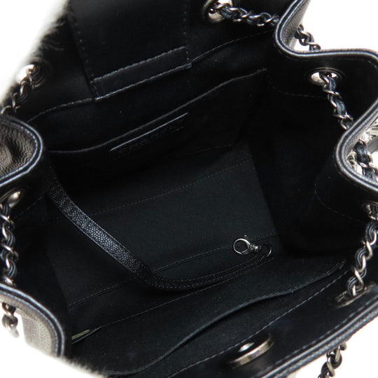 CHANEL Handbag Grained Calfskin Skin black CCBucket Matelasse 2WAY SilverMetal