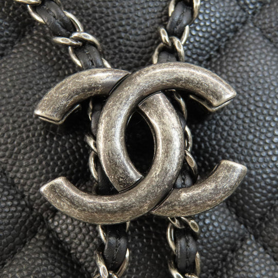 CHANEL Handbag Grained Calfskin Skin black CCBucket Matelasse 2WAY SilverMetal