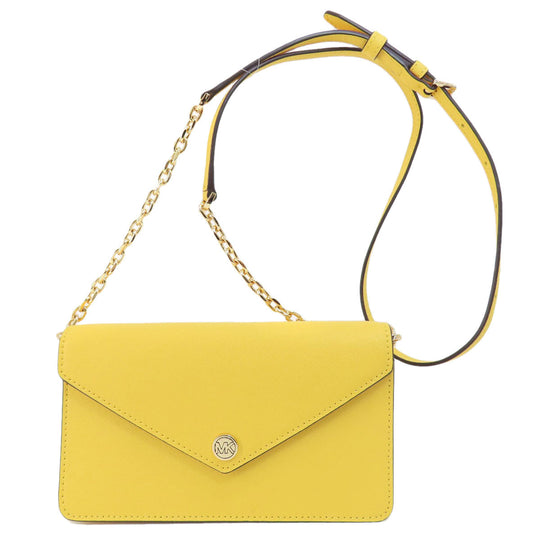 MICHAEL KORS Tote Bag PVC yellow logoMetal ChainShoulder Women Used Authentic