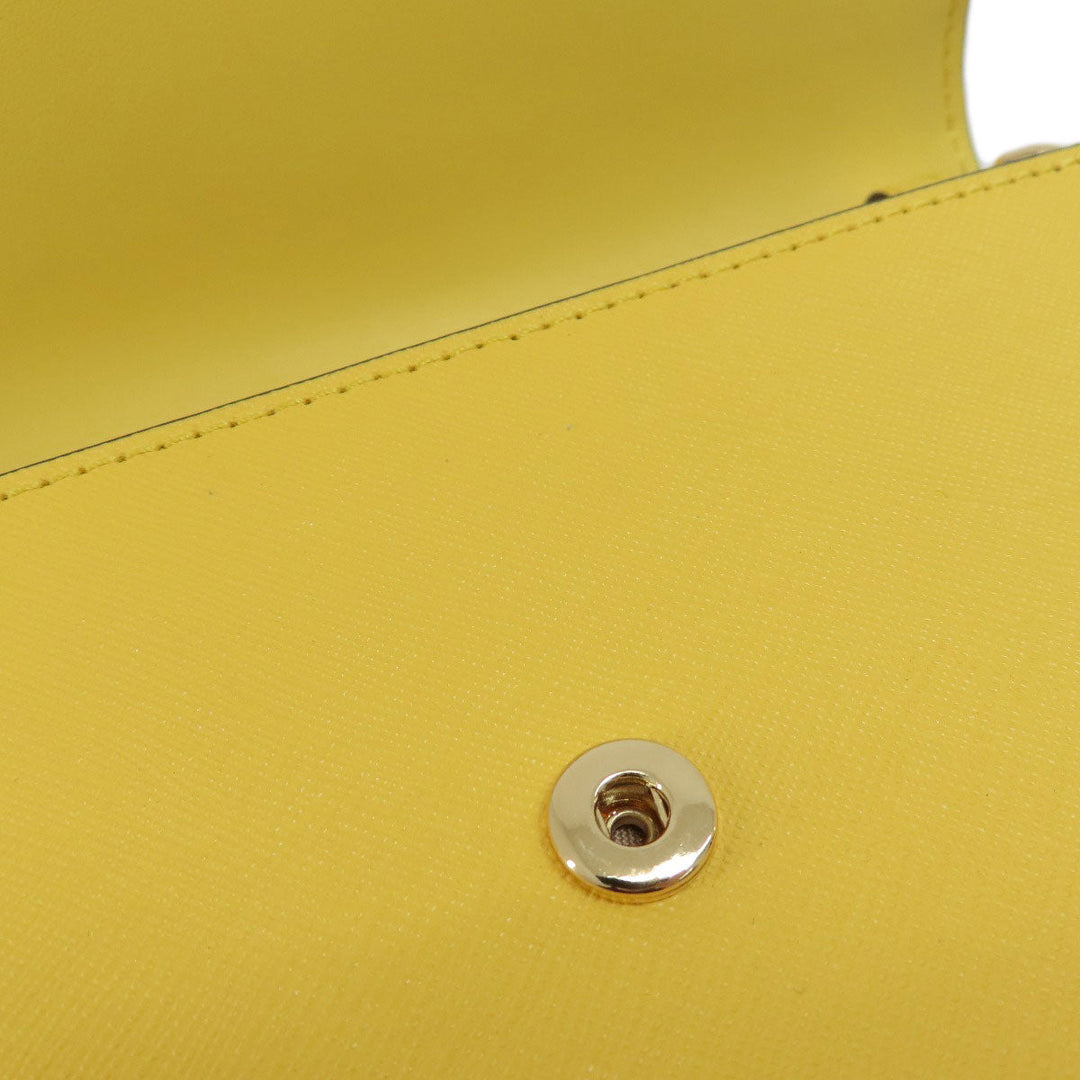 MICHAEL KORS Tote Bag PVC yellow logoMetal ChainShoulder Women Used Authentic
