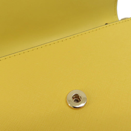 MICHAEL KORS Tote Bag PVC yellow logoMetal ChainShoulder Women Used Authentic