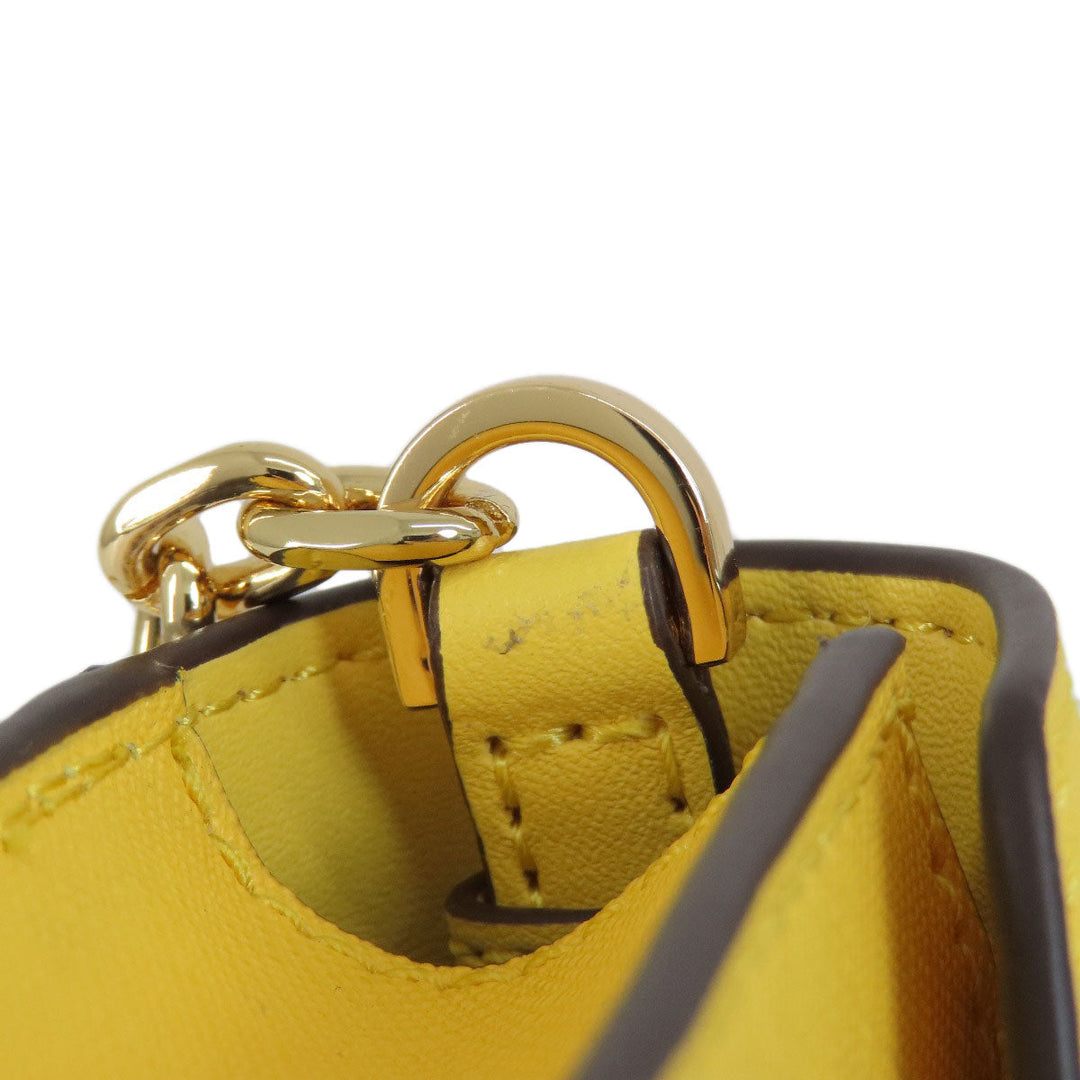 MICHAEL KORS Tote Bag PVC yellow logoMetal ChainShoulder Women Used Authentic